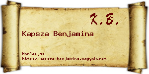 Kapsza Benjamina névjegykártya
